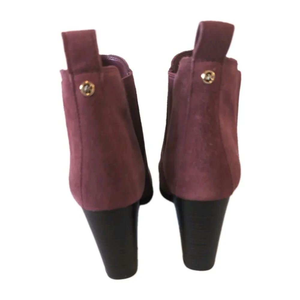 Michael Kors Magenta Suede Ankle Boots 4 Inch Heel Booties Women's Size 8